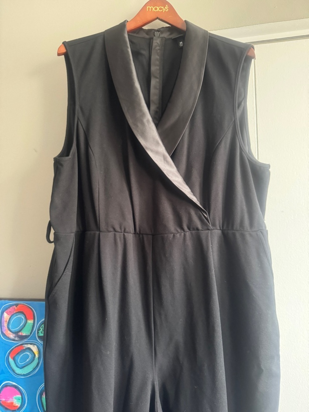 Torrid Studio Tuxedo Jumpsuit Black Satin Accent Wide Leg Plus Size 30 - Picture 6 of 14
